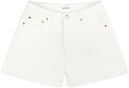 white 90s short flat lay -white
