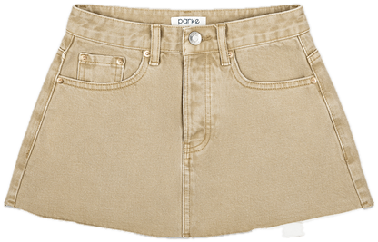 camel denim mni skirt flat lay -camel