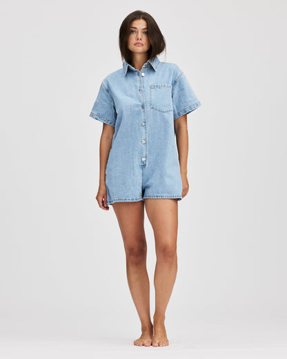 Short Sleeve Denim Romper