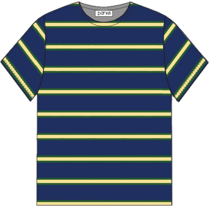 striped tee flat lay -denim stripe