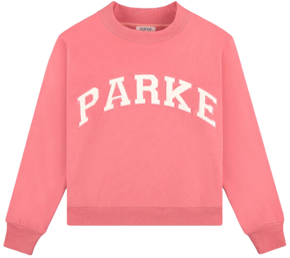 varsity mockneck flat lay -bubblegum + white