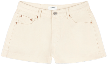 cream denim mini short flat lay -cream