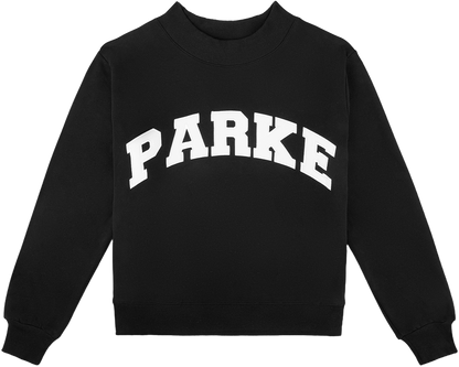 varsity mockneck flat lay -black + white