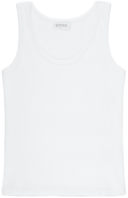 white classic tank flat lay - white