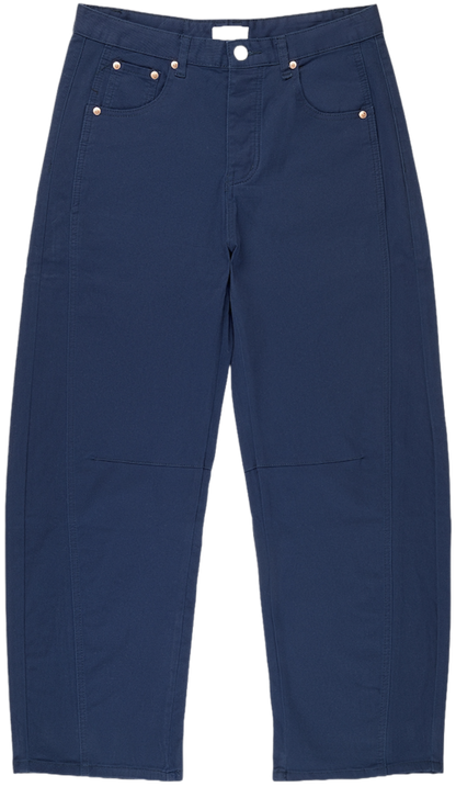 navy cotton twill horseshoe pant flat lay - navy