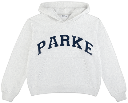 varsity hoodie flat lay -classic grey + navy
