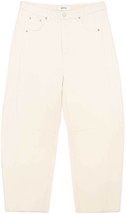 cream horseshoe jean flat lay - cream