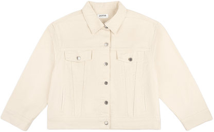 cream oversized jean jacket flat lay -cream