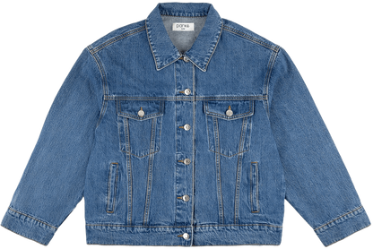 med wash oversized jean jacket flat lay -medium wash