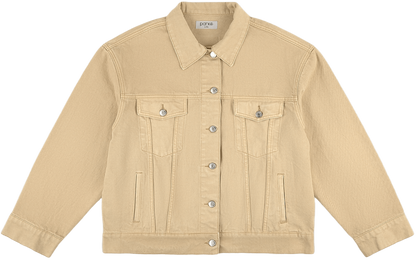 camel oversized jean jacket flat lay -camel