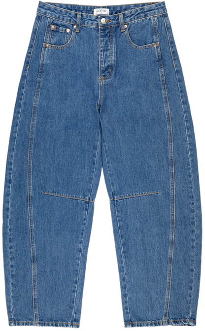 med wash horseshoe jean flat lay -medium wash