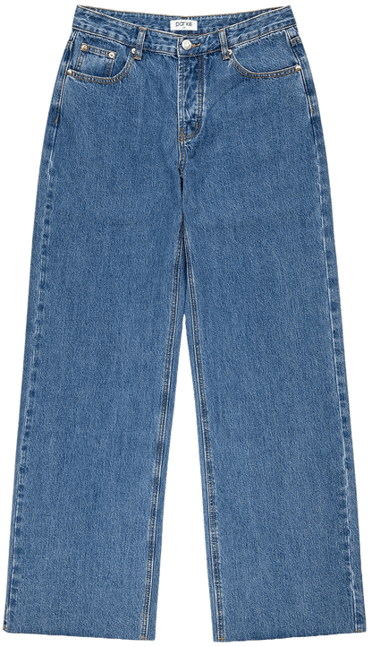 flat lay low rise baggy jean - med wash