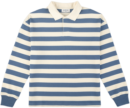 striped rugby flat lay -  blue + white stripe