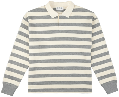 striped rugby flat lay -  grey + white stripe