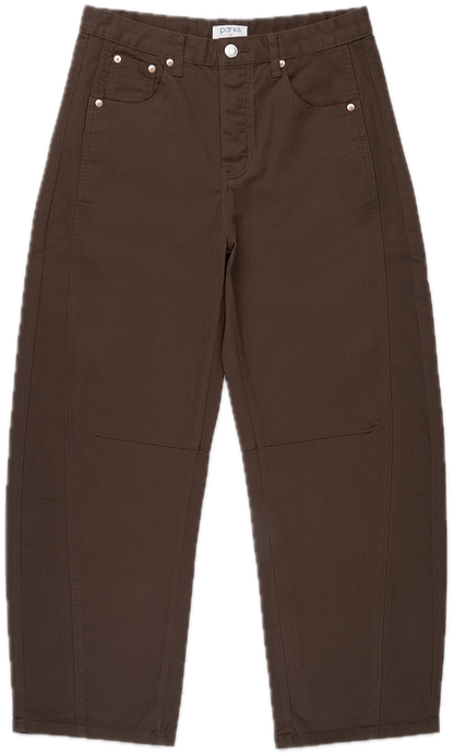 chocolate brown cotton twill horseshoe pant flat lay - chocolate brown