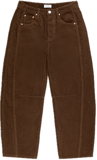 chocolate brown cord horseshoe pant flat lay -chocolate brown