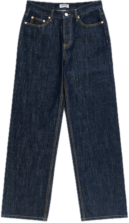 dark wash classic straight jean flat lay - dark wash