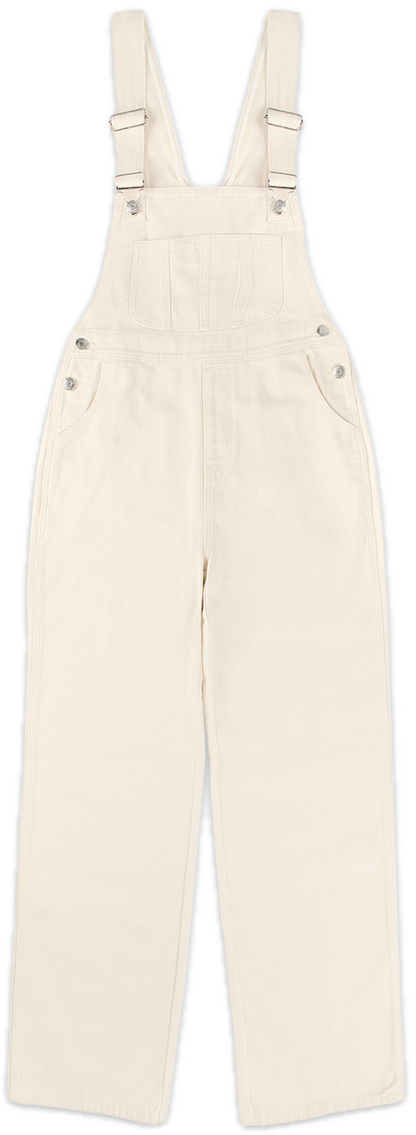 cream denim overalls flat lay - cream