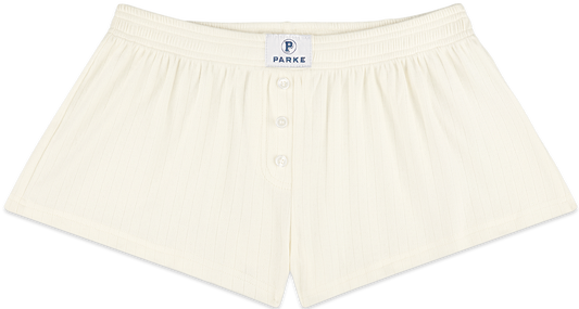 pointelle short flat lay -cream