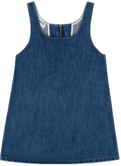 denim mini dress flat lay -medium wash