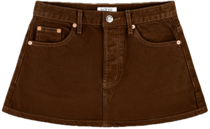 chocolate denim mini skirt - chocolate