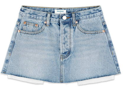 denim mini skirt flat lay -vintage wash