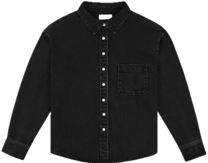 flat lay long sleeve button down - black