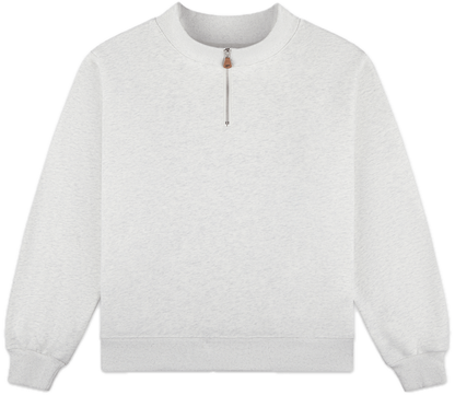 half zip mockneck flat lay -heather grey