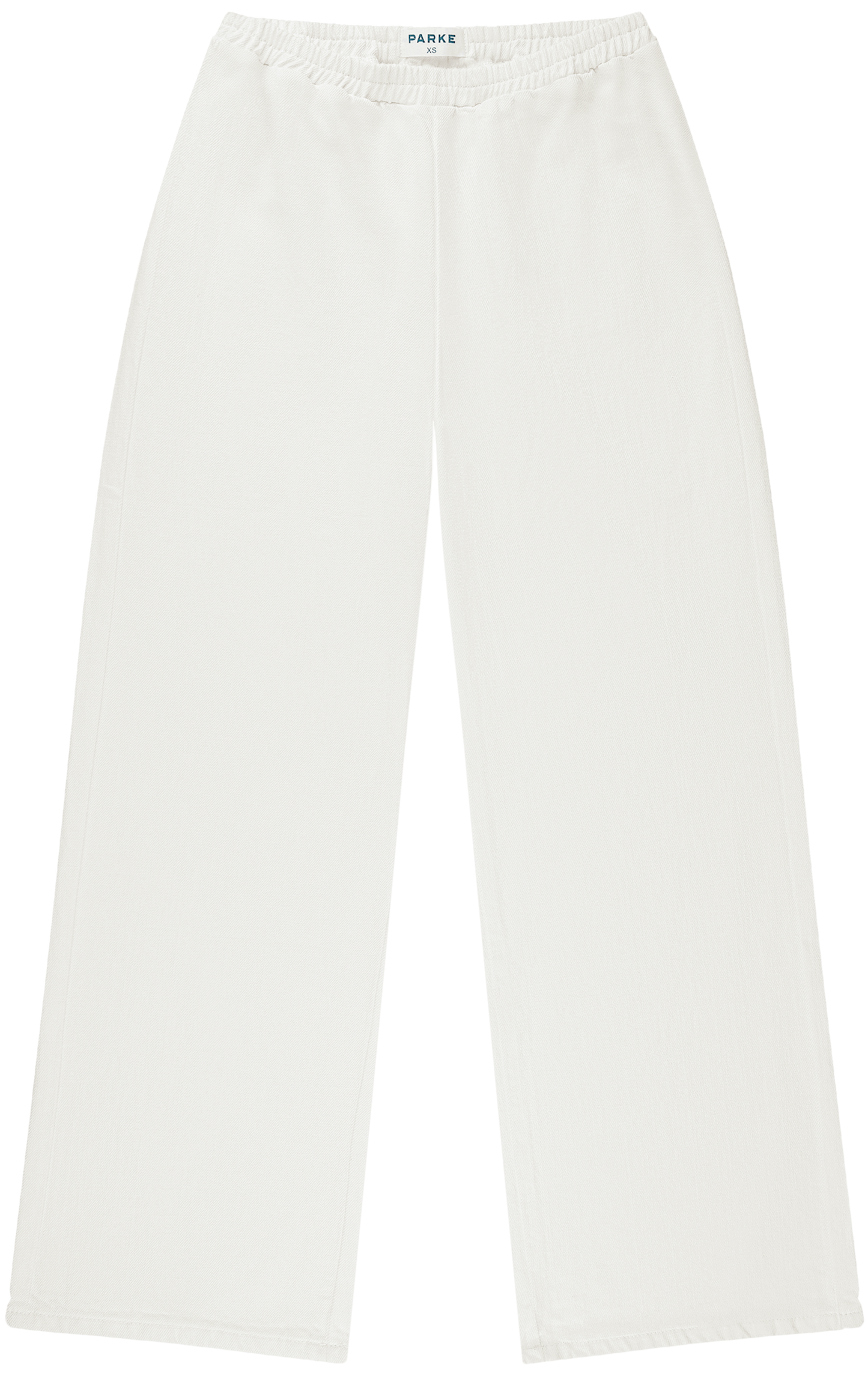 elastic denim pant flat lay -white