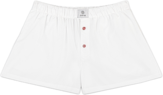 white boxer short flat lay -white
