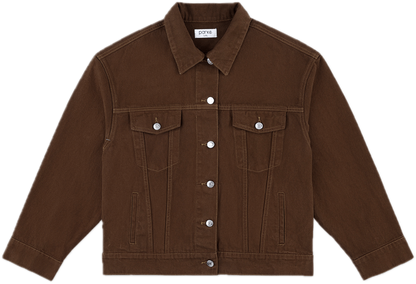 chocolate oversized jean jacket flat lay -chocolate