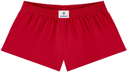 cotton boxer short flat lay -crimson