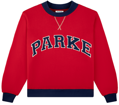 two tone varsity mockneck -firecracker