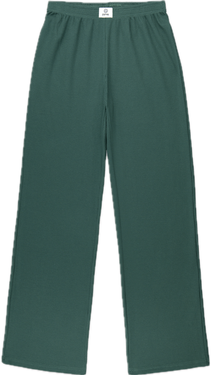 waffle boxer pant flat lay. -evergreen