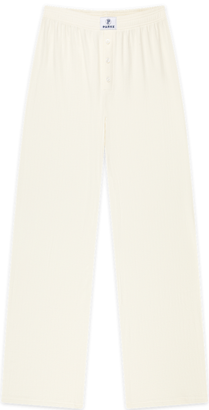 pointelle pant flat lay -cream