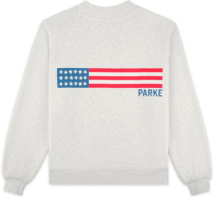 stars and stripe mockneck -heather grey