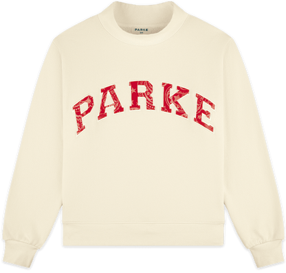 coastal varsity mockneck -cream + red paisley