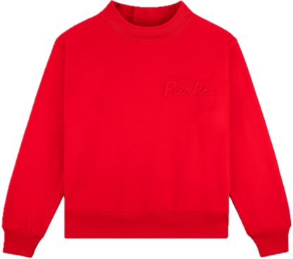 ruby embossed mockneck flat lay -ruby