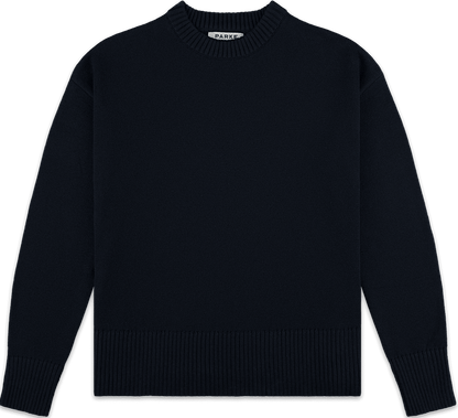 cotton crew sweater -navy