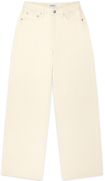 aureum x parke wide leg jean flat lay -cream