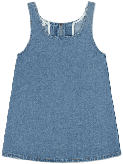 denim mini dress flat lay -vintage wash