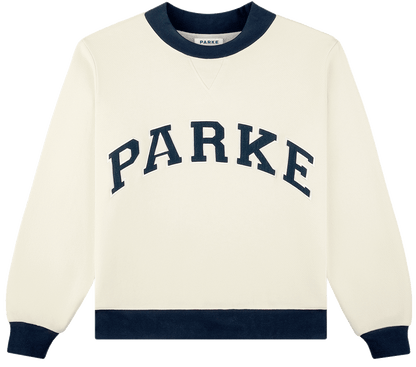 two tone varsity mockneck -cream