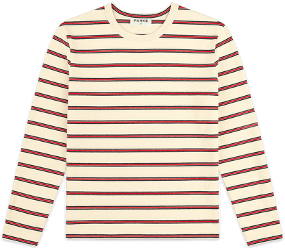 long sleeve striped tee -firecracker stripe