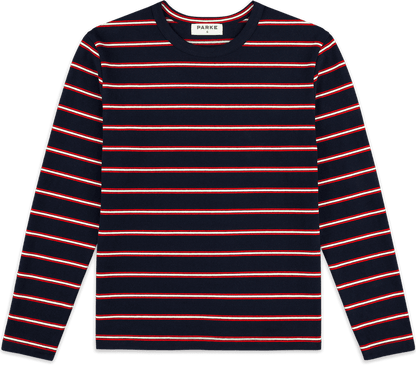 long sleeve striped tee -navy stripe