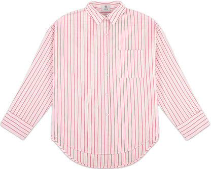 light pink stripe boyfriend button down flat lay -light pink stripe