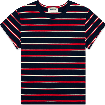 cotton tee -navy stripe
