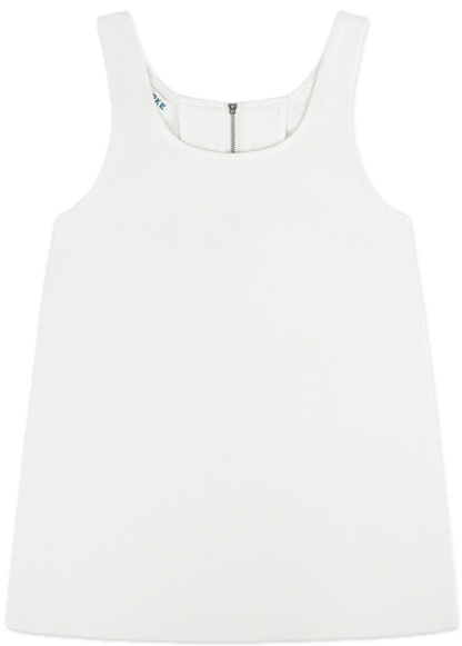 denim mini dress flat lay -white