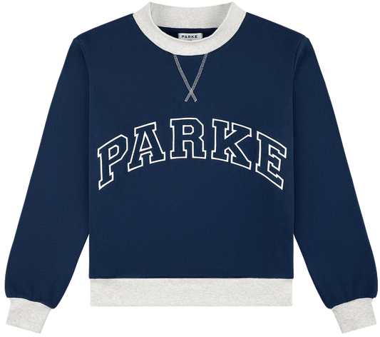 two tone varsity mockneck -denim