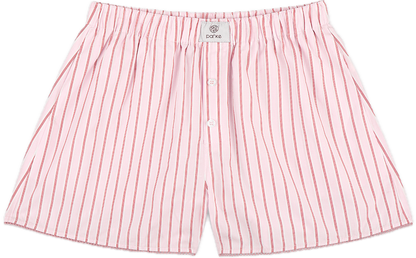 light pink frill boxer short flat lay -light pink stripe