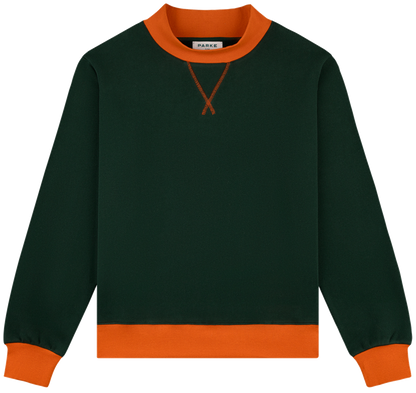 two tone classic mockneck -forest + amber